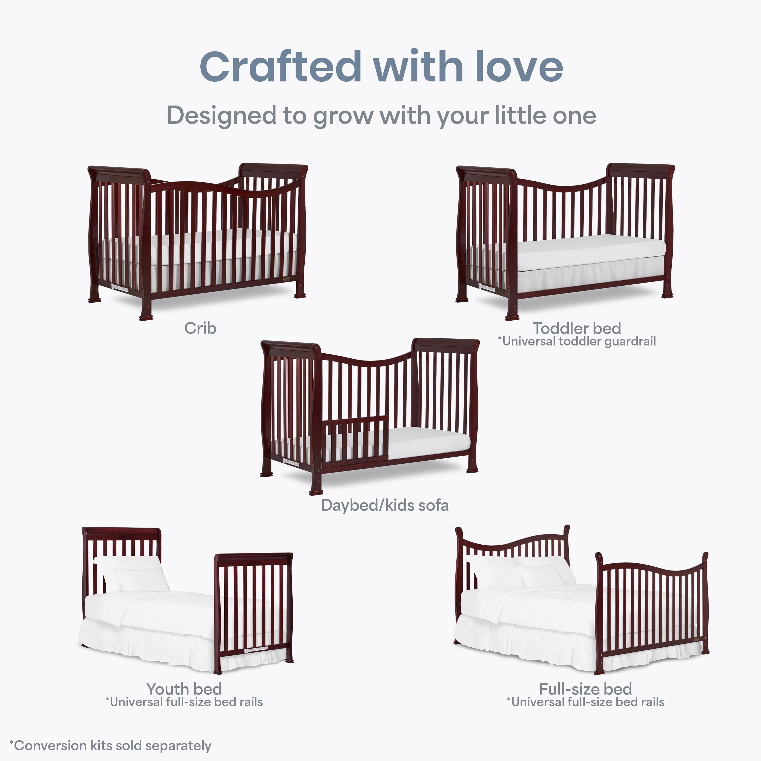 Dream On Me Violet 7-in-1 Convertible Crib Cherry
