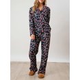 thumbnail image 1 of Conjunto de pijama navideño para mujer 2025, conjunto de pijama anudado con estampado de bastones de caramelo, camiseta de manga larga y pantalones, 1 of 1