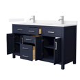thumbnail image 2 of Beckett 60" Dark Blue Double Vanity & White Quartz Top (1-Hole) & Nickel Trim, 2 of 5