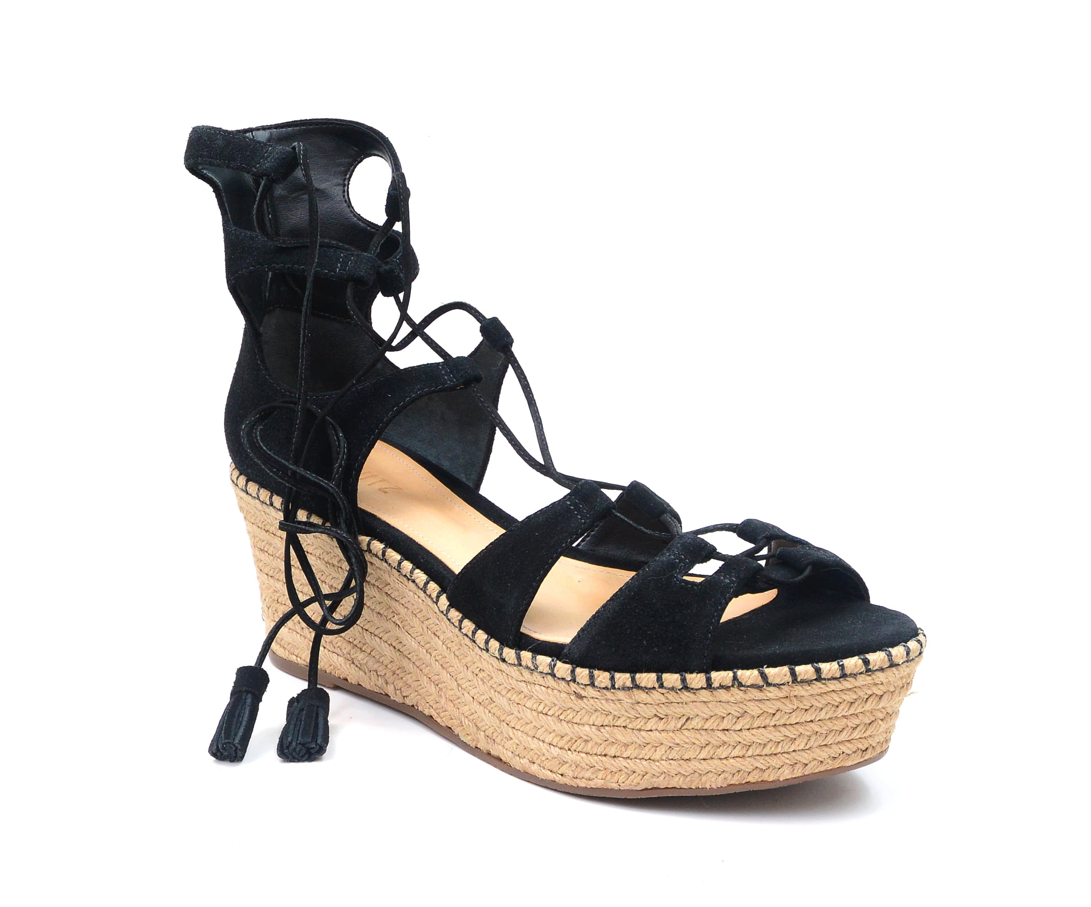 black tie up platform heels