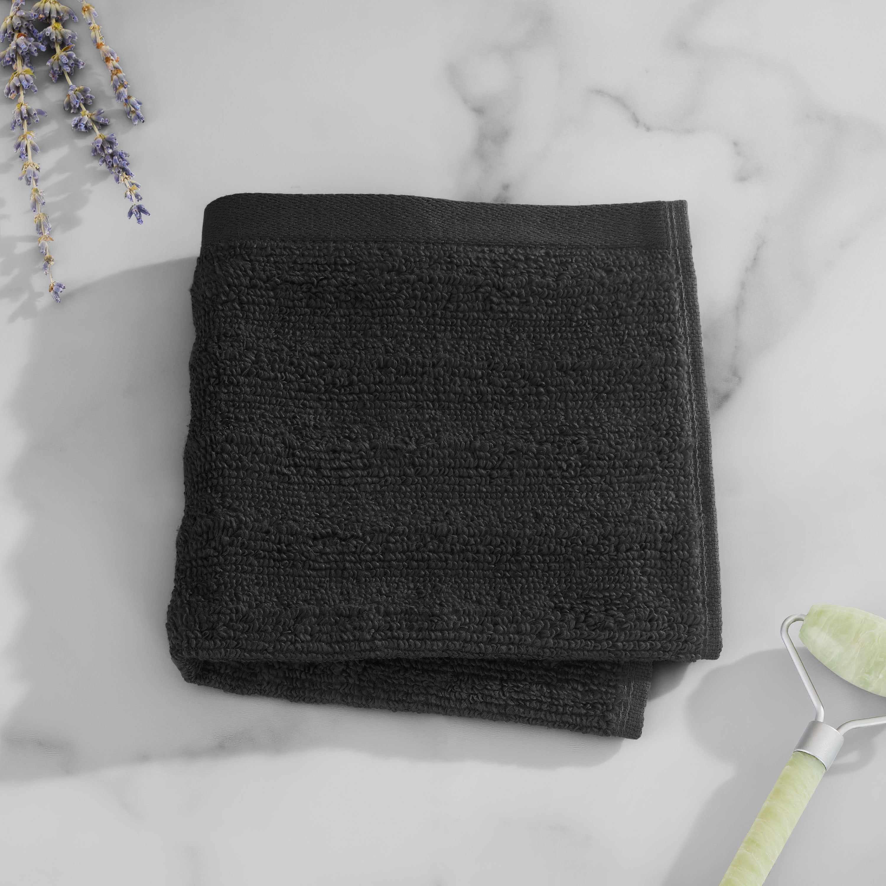 Mainstays Performance Cotton 6-Piece Bath Towel Set, Super Soft Quick Dry Fade Resistant, Textured Black