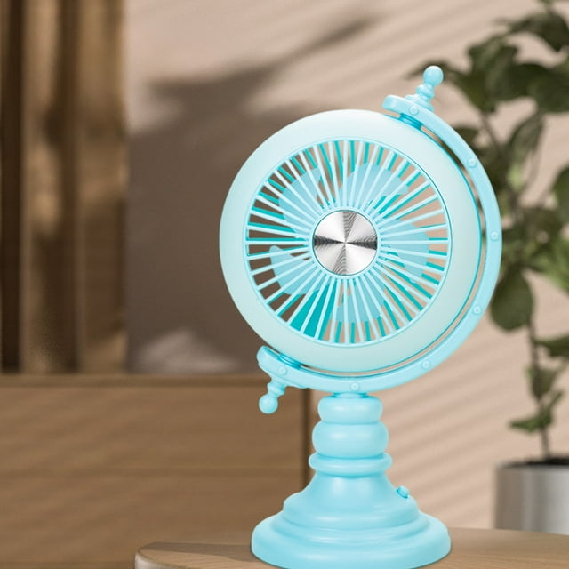 Kadlawus Globe Mini Desk Fan USB Powered Rechargeable Quiet Fan with Adjustable Height Multi-Speed Settings Compact Cooling Fan for Office Bedroom Home Desktop Table