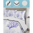 thumbnail image 3 of Quilts Queen Size Bedding Set, Coastal Purple Coral Reversible Summer Quilt 3 Pieces, Nautical Ocean Seaside Beach Lightweight Bedspreads Coverlets with 2 Pillow Shams for All Seasons, 3 of 5