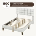 thumbnail image 4 of Yaheetech Upholstered Platform Bed with Square Tufted Headboard, Full, Beige, 4 of 8