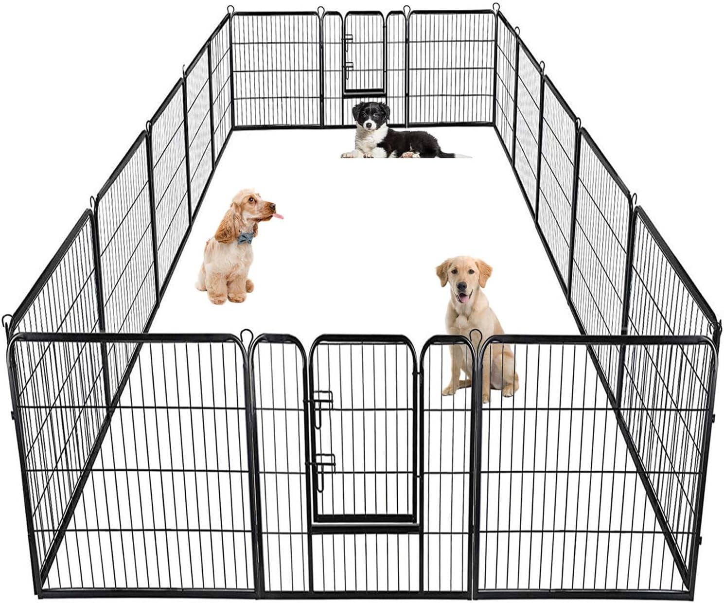Dog Playpen | 32 Inch, 16 Panels | Heavy Duty Metal Pet Exercise Pen | Indoor Outdoor Fence Panels | Rust-Resistant, Removable, Tool-Free Setup | Anti-Skid, Expandable Design