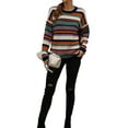 thumbnail image 6 of Qmyliery Women's Casual Sweater Crew Neck Long Sleeve Contrast Stripe Loose Jumper Pullover Knitwear, 6 of 8