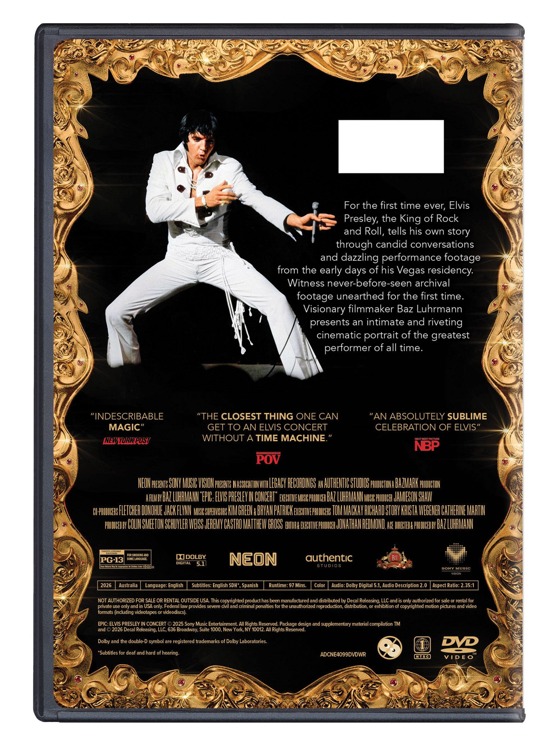 Epic: Elvis Presley In Concert (DVD) Decal - Neon, Documentary
