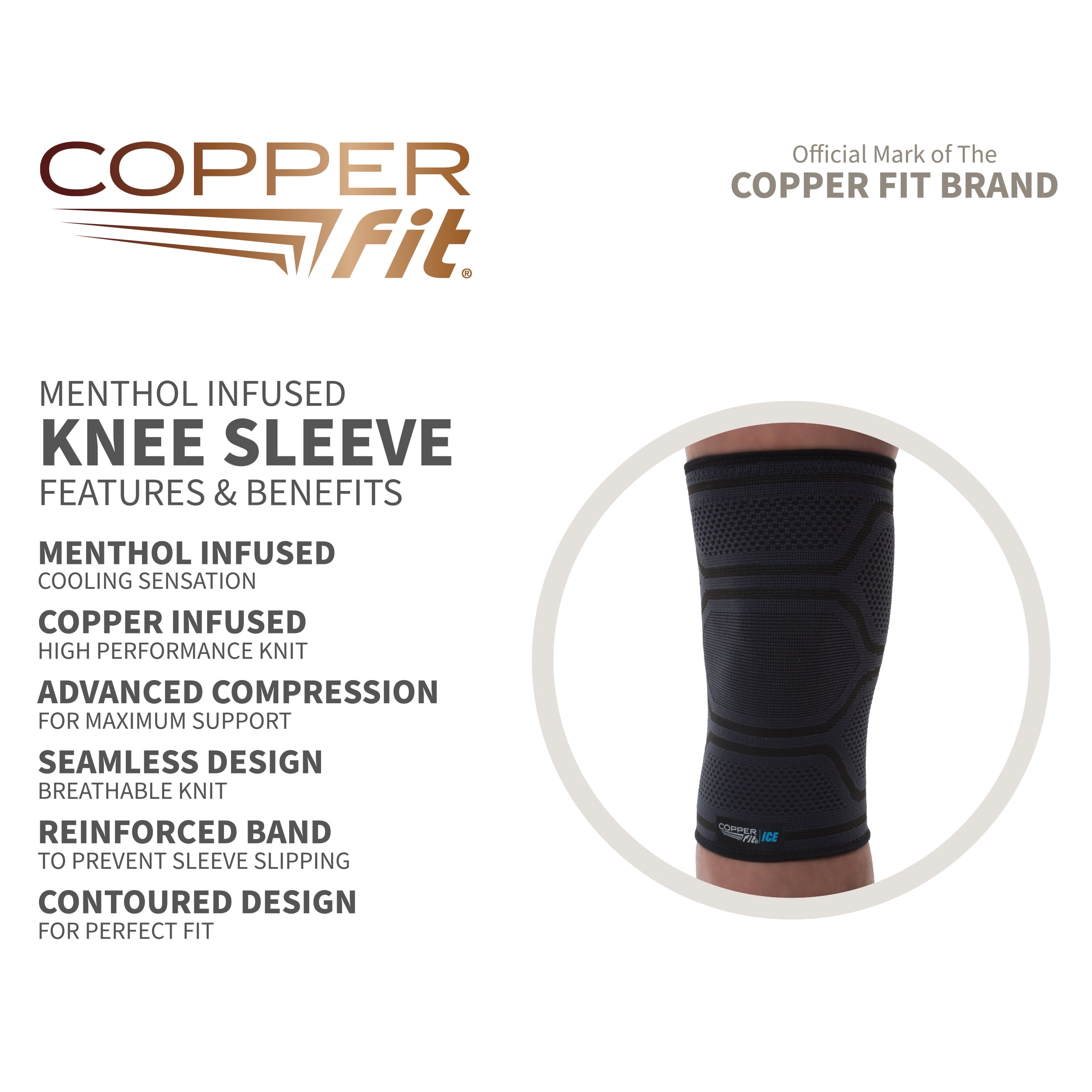 Copper Fit® Ice Knee Compression Sleeve Infused with Menthol