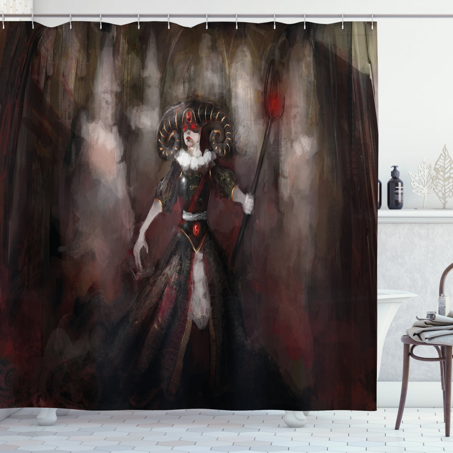 Details about   Gothic Shower Curtain Medieval Evil Woman Myth Print for Bathroom 