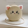 thumbnail image 4 of Lindo gato bolso tejido a mano Casual niñas pequeño bolso redondo de paja Simple portátil elegante hecho a mano personalidad para viajes de vacaciones, 4 of 9