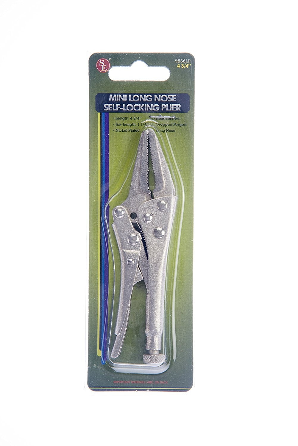 SE 9866LP 4-3/4 Mini Self-Locking Long Nose Plier with Quick-Action Release