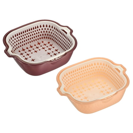 

Unique Bargains Double-layer Drain Basket Strainer Gadget Purple White Yellow White