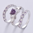 thumbnail image 4 of Three Piece Hearts And Arrows Zircon Ring Set Green Purple Red Blue Diamond Colors For Women Fashion Accessory, 4 of 6