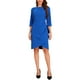 thumbnail image 1 of Vestido Clásico de Manga 3/4 INSPIRE CHIC para Mujer con Cuello Redondo y Volantes, Vestido Casual Elegante de Trabajo en Azul Real S, 1 of 1