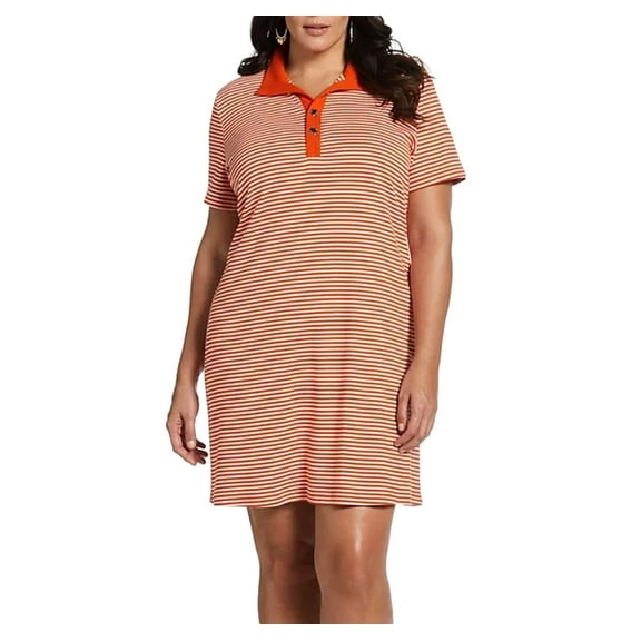 Rafaella Women's Short Sleeve Dress in Tangerine Tango Size 3XL