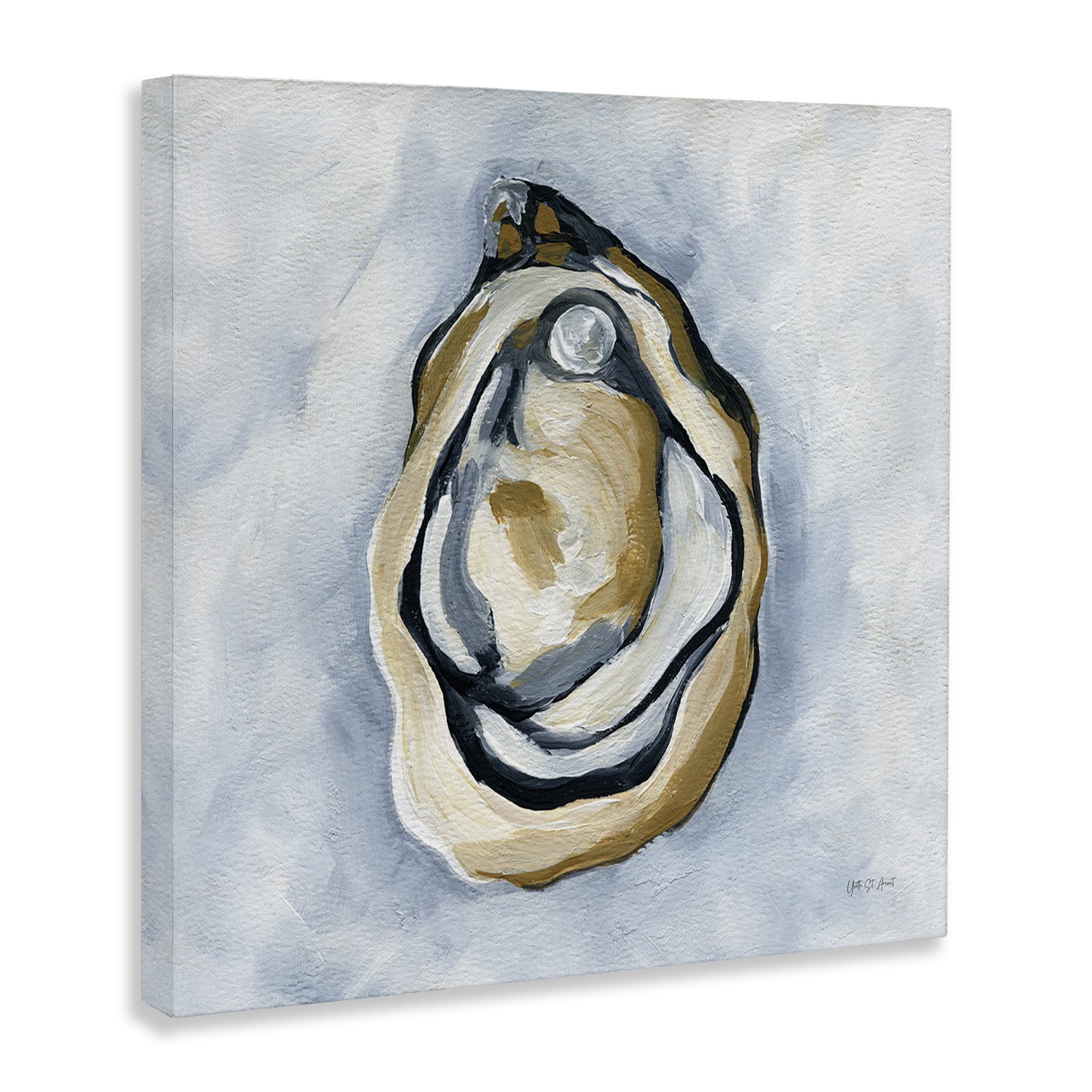 Stupell Industries Oyster with Pearl Coastal Painting Gallery Wrapped Canvas Art Print Wall Art, 30 x 30
