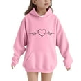 thumbnail image 2 of DxhmoneyHX Hoodies for Girls Fall Winter Warm Pullover&nbsp;Sweatshirts Long Sleeve Blouse Fashion Hearts ​Printed Going Out Tops with&nbsp;Pocket Size 7 Years, 2 of 6