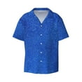 thumbnail image 4 of Salouo Blue Glitter Pattern Cuban Collar Shirts for Men Button-Down Shirt Men's Short Sleeve Shirts Hawaiian Shirts Casual Shirts -X-Large, 4 of 6