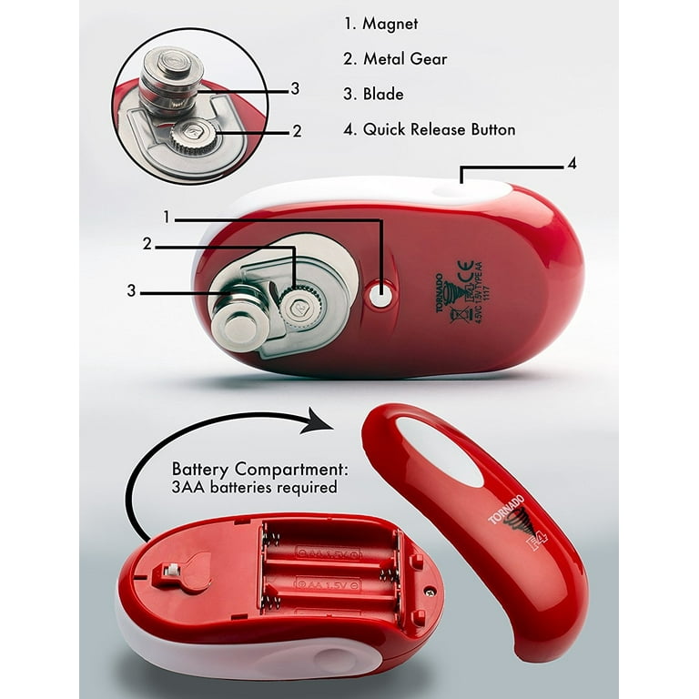 Tornado F4 Can Opener - New and Improved - Safest, fastest, Easiest  Hands-Free Can Opener (White)