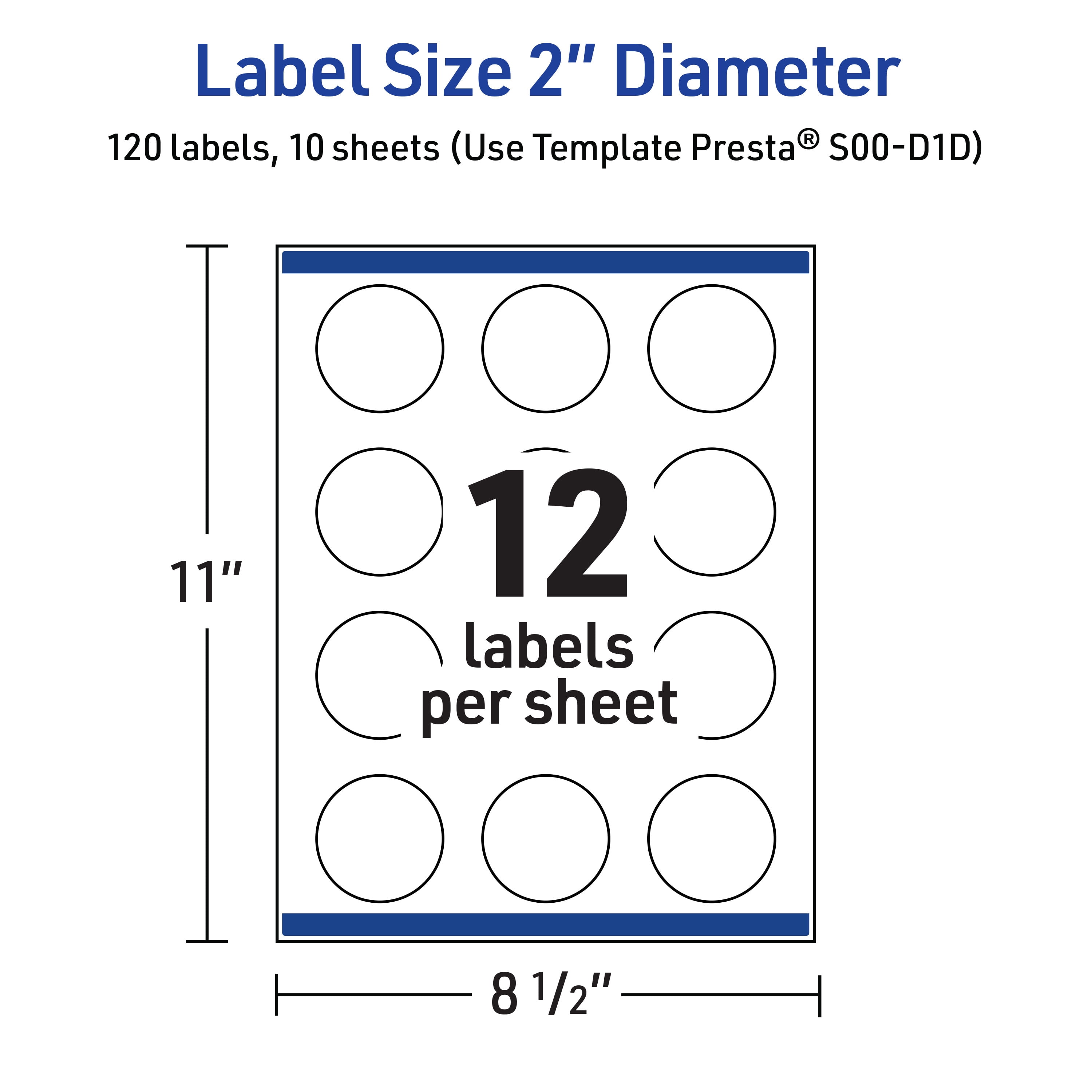 Avery Labels, 2" Diameter, Glossy White, Gold Border w/ Gold Dots, 120ct