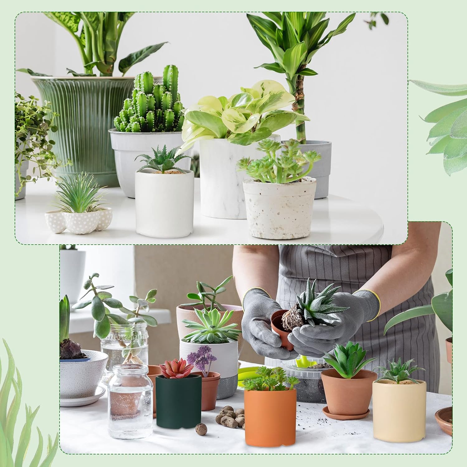 50 Pcs Bulk Mini Artificial Succulents Plants Assorted Unpotted Realistic Plants Fake Textured Succulent Picks Realistic Plastic Cactus Stems for Succulent Garden Home Decor (Large Style)