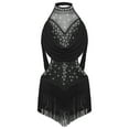 thumbnail image 1 of vastwit Robe de Danse Latine pour Filles, Scintillante, à Strass, Dos Nu, à Franges, Justaucorps avec Jupe, Salsa Rumba Tango, Tenue de Danse, Noir 16, 1 of 4