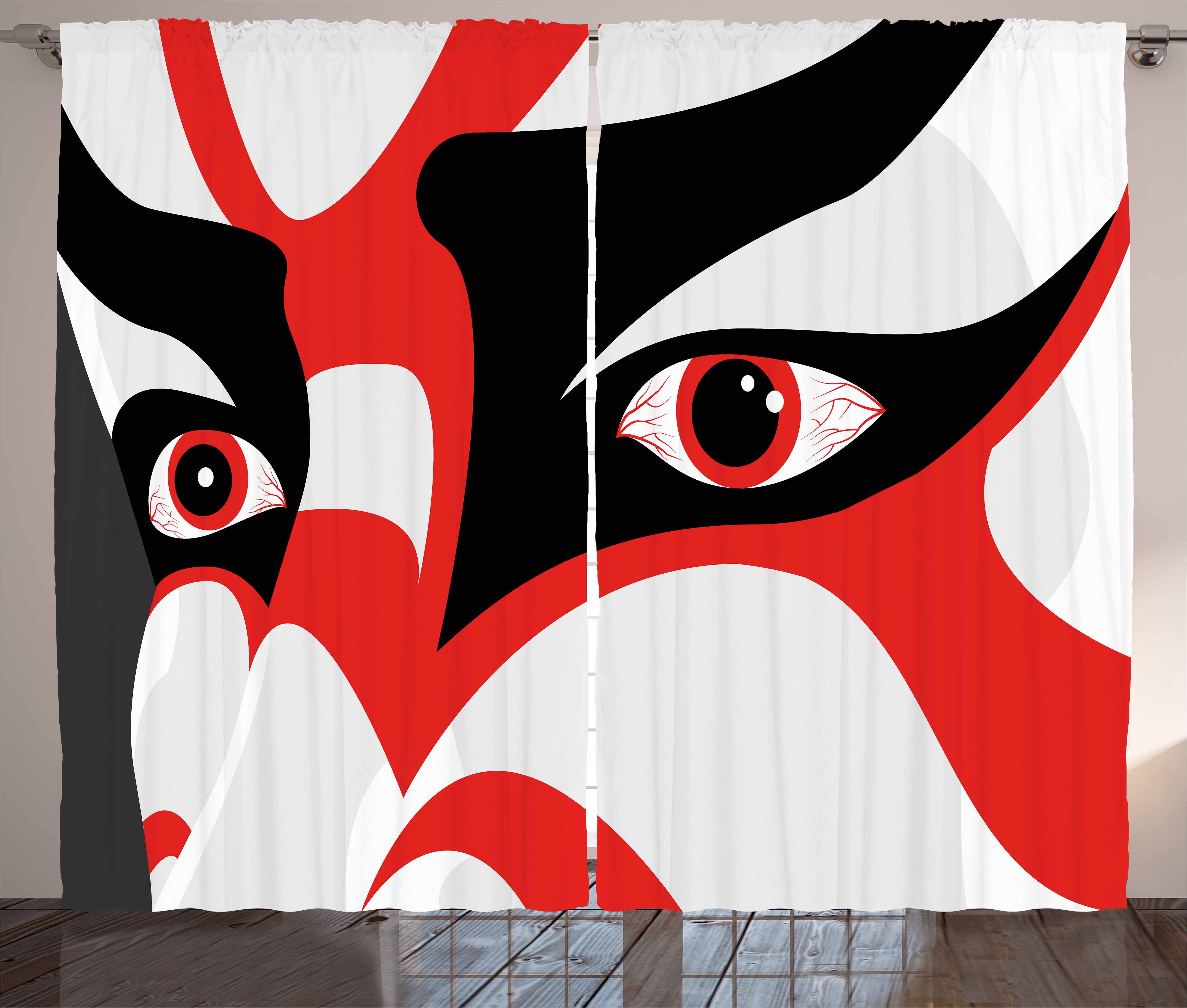 Kabuki Mask Curtains 2 Panels Set, Japanese Drama Art ...