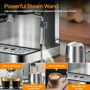 Home Barista Espresso Machine with Milk Frother, Single & Double Shot Brew, ESE Pod Ready, Removable Water Tank for Cappuccino, Latte and Macchiato Brewing