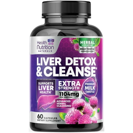 Gentle Liver Cleanse Detox & Repair Formula - Advanced Liver Support Supplement with Silymarin Milk Thistle, Dandelion Root, Artichoke Extract, Turmeric, Choline, & Beetroot - 60 Veggie Capsules