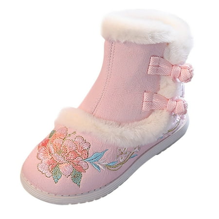 

KaLI_store Toddler Boots Girls Boots Ankle Boots for Girls Side Zipper Booties Fashion Boots Pink 2.5