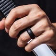 thumbnail image 3 of shiyou-Thunderfit Mens Silicone Rings Wedding Bands - 7 Rings / 4 Rings / 1 Ring - Classic & Striped Style - 8.7 mm Wide - 2.5mm Thick, 3 of 4