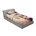 thumbnail image 2 of Ambesonne Flower Fitted Sheet & Pillow Sham Set, Spring Blossom on Wood, Twinxl, Pink Brown, 2 of 2