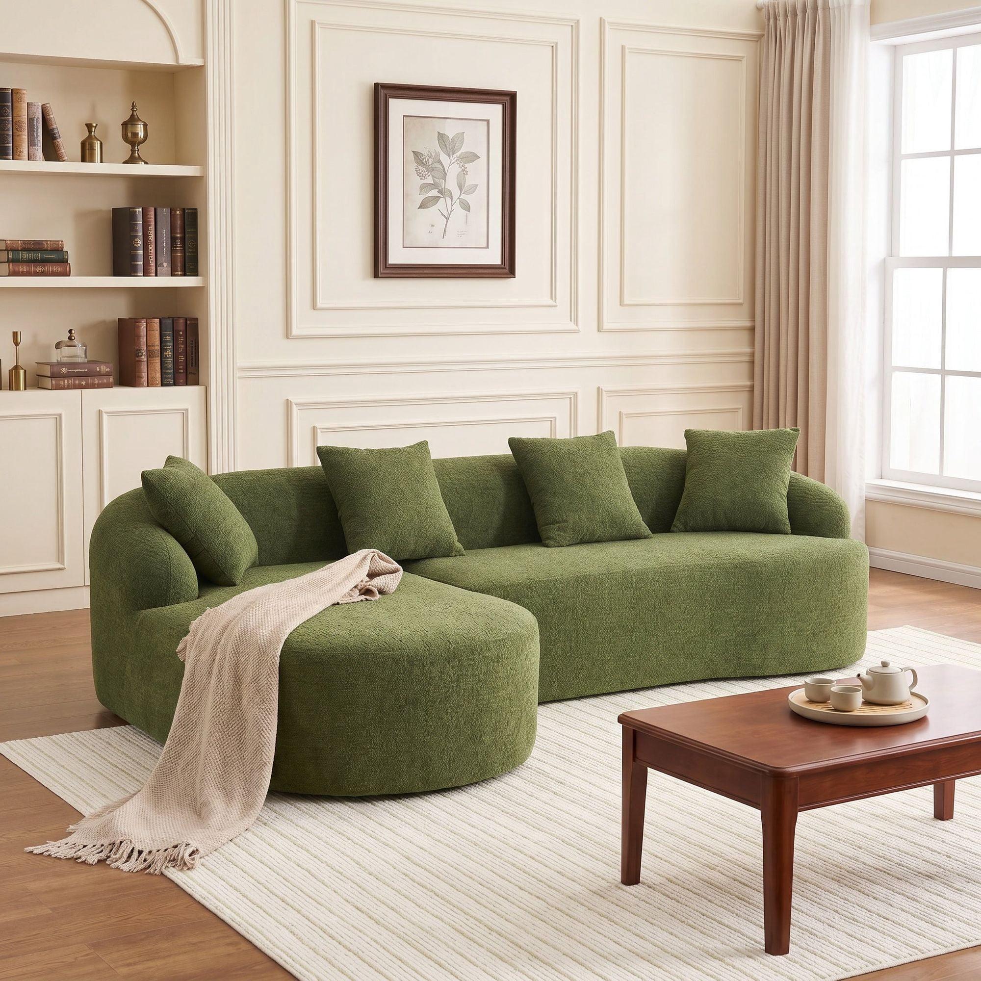 Sailvan L-Shape Sectional Sofa, 30D High-Density Foam Modular Chenille Couch for Living Room