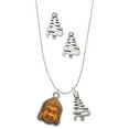 thumbnail image 1 of Delight Jewelry Resin Buddha Head in Frame Silver tone Zig Zag Christmas Tree Charm Necklace and Stud Earrings, 1 of 4