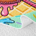 thumbnail image 5 of meiyoeat Rainbow Baseball Twin Quilt Set for Girls, Waffle Ice Cream Drip Twin Coverlet Set, 2pcs, 1 Comforter and 1 Pillowcase, 5 of 7