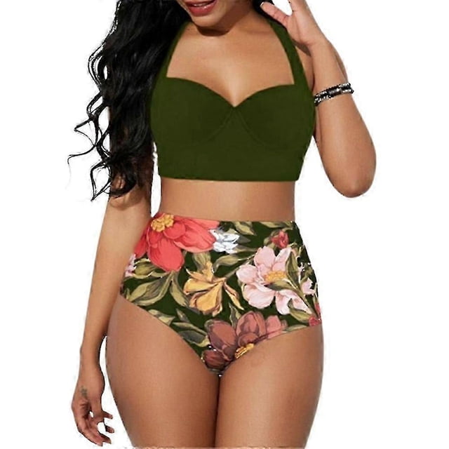 Traje de baño bikini de verano para mujer, sexy, con relleno, sujetador push-up, de talle alto, dos piezas, ropa de playa.