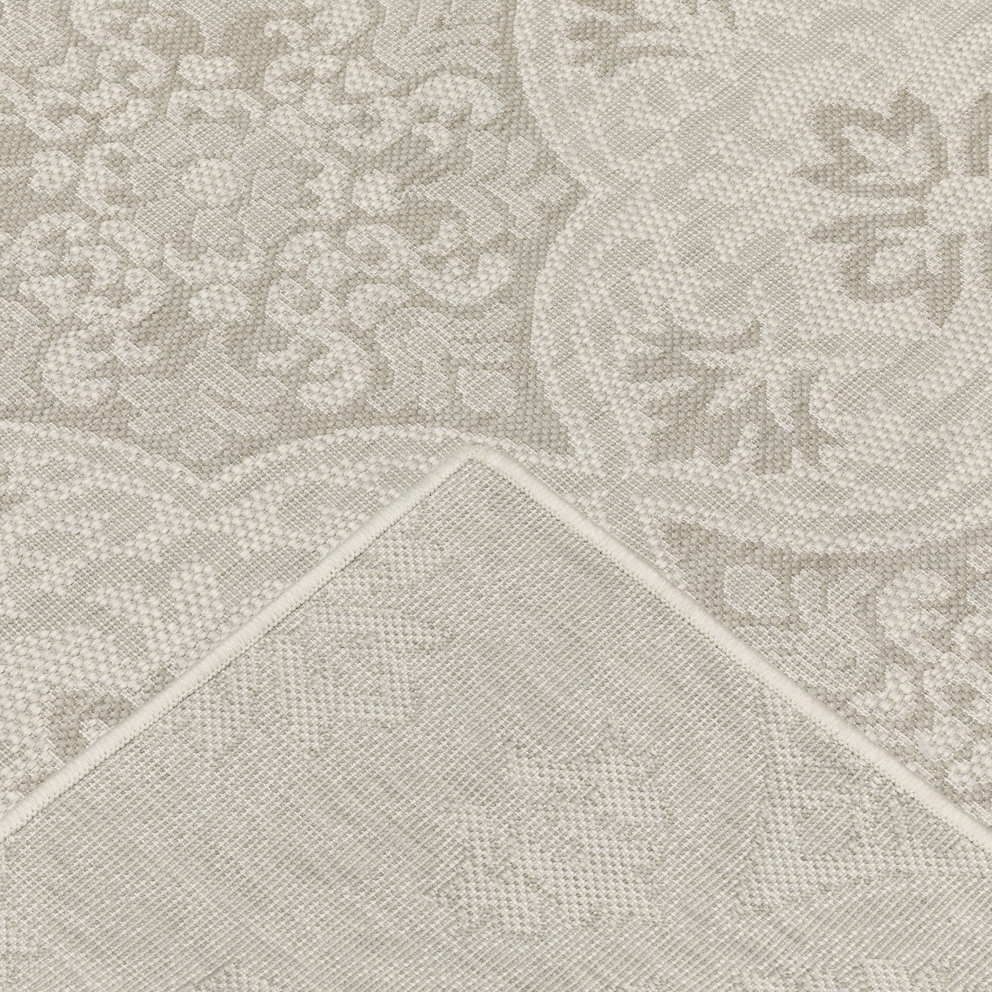 Avalon Home 2' x 7' Ivory and Gray Floral Outdoor Rug