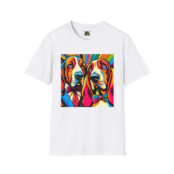 Mr and Mrs Basset Hounds PopArt8 Unisex Softstyle T-Shirt