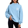 thumbnail image 5 of VBVC Women's Custom Personalized Mock Neck Sweatshirt , Ladies' Lightweight Casual Pullover Top , Soft Stretchy Hoodie For Women, Blue , S-5XL, 5 of 8