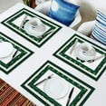 thumbnail image 5 of St. Paddy''s Placemats for Dinning Table Set of 6 Waterproof Geometric Check Table Mats,Cotton Linen Green Clover Place Mats Modern Holiday Table Decor Dinner Mat Resistant Easy Clean Machine Washable, 5 of 6