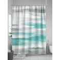 thumbnail image 5 of Turquoise Gray White Shower Curtain Set, Waterproof Shower Curtains for Bathroom, Country Abstract Ombre Mottled Washable Fabric Cloth Bath Curtain for Bathtub Decoration with Hooks 66x72 Inches, 5 of 6