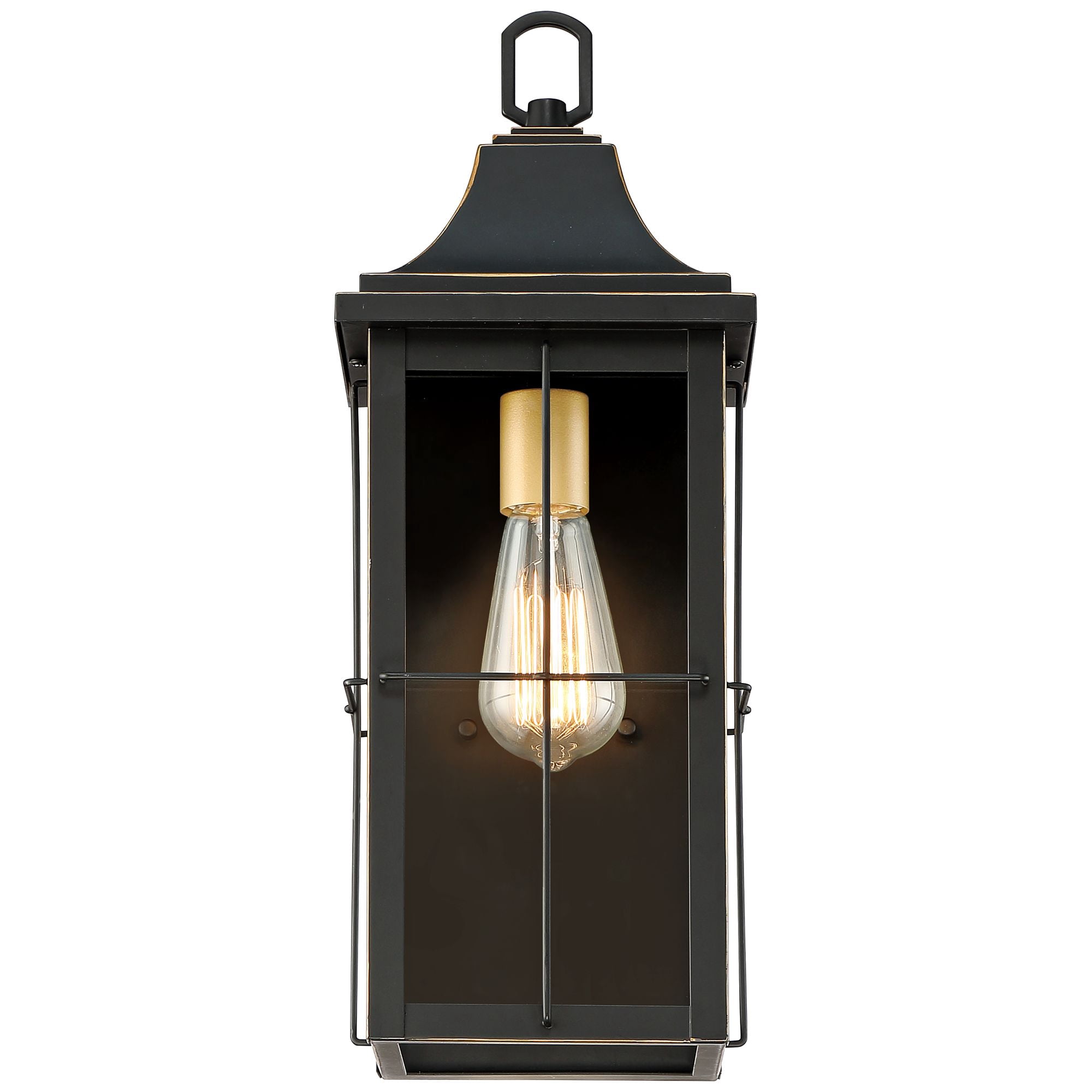 John Timberland Sunderland Vintage Outdoor Wall Light Fixture Black Warm Gold 18 1/2" Clear Glass Panels for Post Exterior Barn Deck House Porch Yard