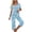 Light Blue#1, variant on Tnhcen Women's Cotton Pajamas Sets Short Sleeve Tops Capri Pants Sleepwear Loungewear with Pockets Homewear Set S-2XL