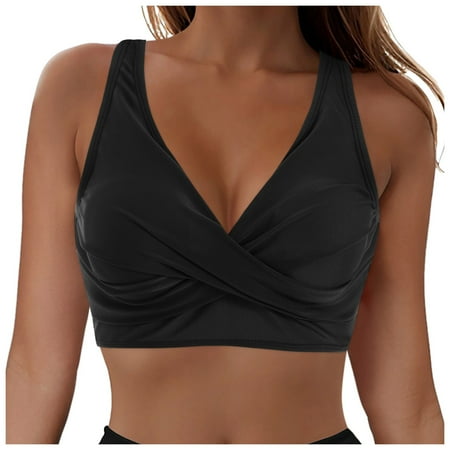 GEWSEY Women Underwire Bikini Top - Push Up Swim Top Only Bra Padded Swimsuit Tops 2025 Bathing Suit Tops Black  XXL