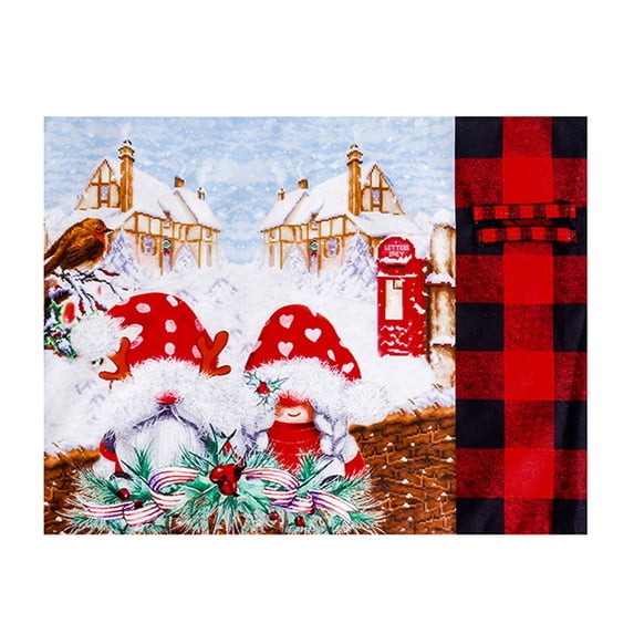 Douhoow 1PC Christmas Supplies,Plaid Gnomes Tree Skirt/Table Runner/Chair Cover/Placemat/Sock/Apron