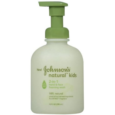 Johnson's Kids Natural 2-in-1 Hand & Face Foaming Wash, 10 Ounce (Pack of 2)