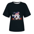 thumbnail image 4 of Blusas para las Mujeres Casual, Estampado Manga Corta Cuello Redondo Camiseta Top Hecho de Cómodo Estante de Imitación para Toda la Temporada de Uso Diario, Tops Cortos para las Mujeres, 4 of 4
