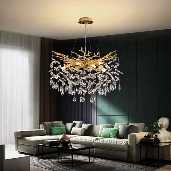 RRBEST Gold Luxury Tree Branch Chandelier,Modern Chandelier Crystal Light Fixture,Pendant Light for Living Rooms