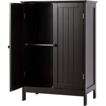 GLACER Bathroom Floor Cabinet, Wooden Storage Cabinet with Double Doors, Suitable for Bathroom, Living Room, Entryway, 23.5 x 14 x 34 inches (Brown)