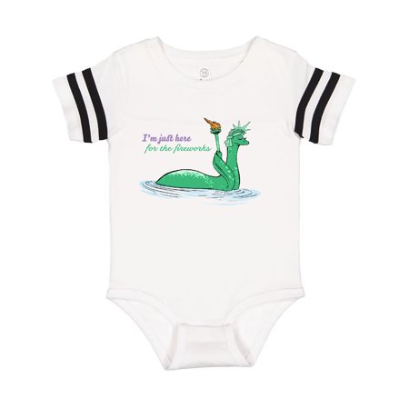 

Inktastic Nessie Lady Liberty Just Here for the Fireworks Gift Baby Boy or Baby Girl Bodysuit